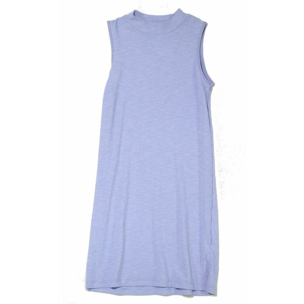 Cotton Emporium Girls Mock Neck Ribbed Knit Shift‎ Dress Blue Medium (8-10)